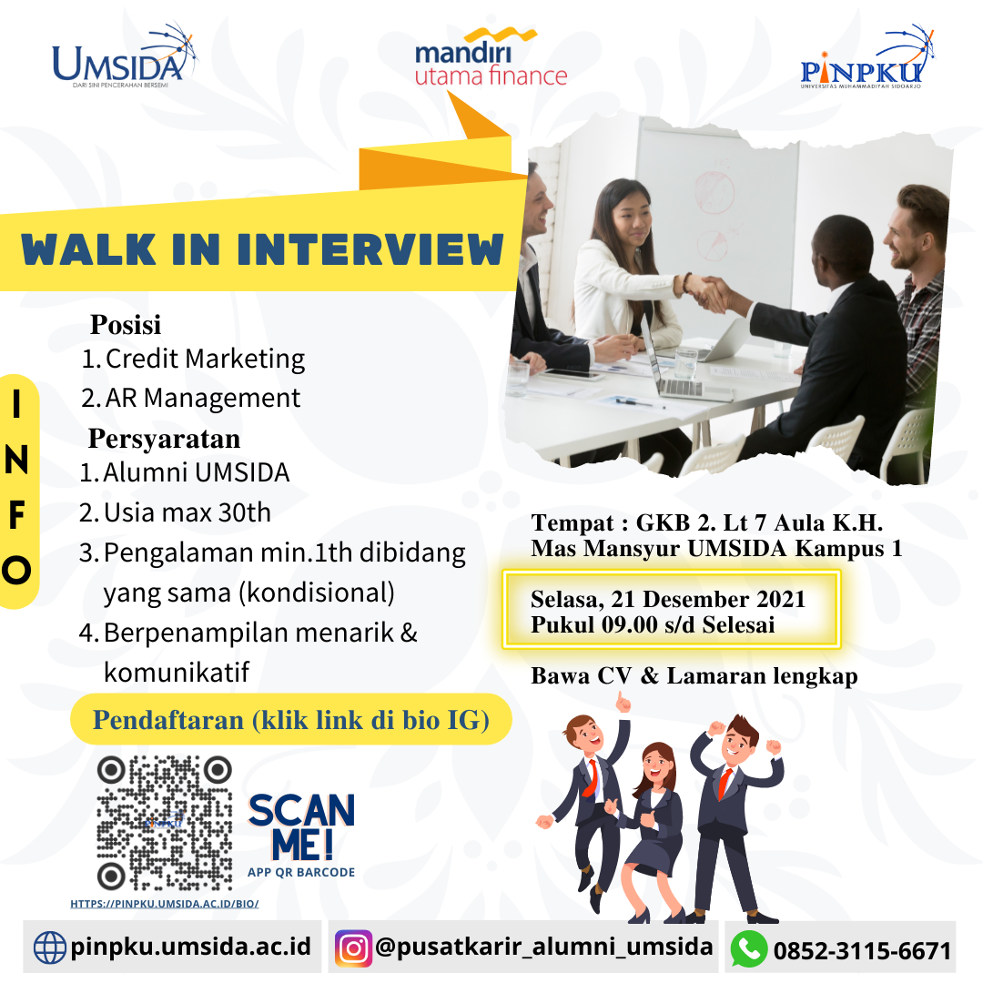 WALK IN INTERVIEW PT Mandiri Utama Finance   Indonesia Loker